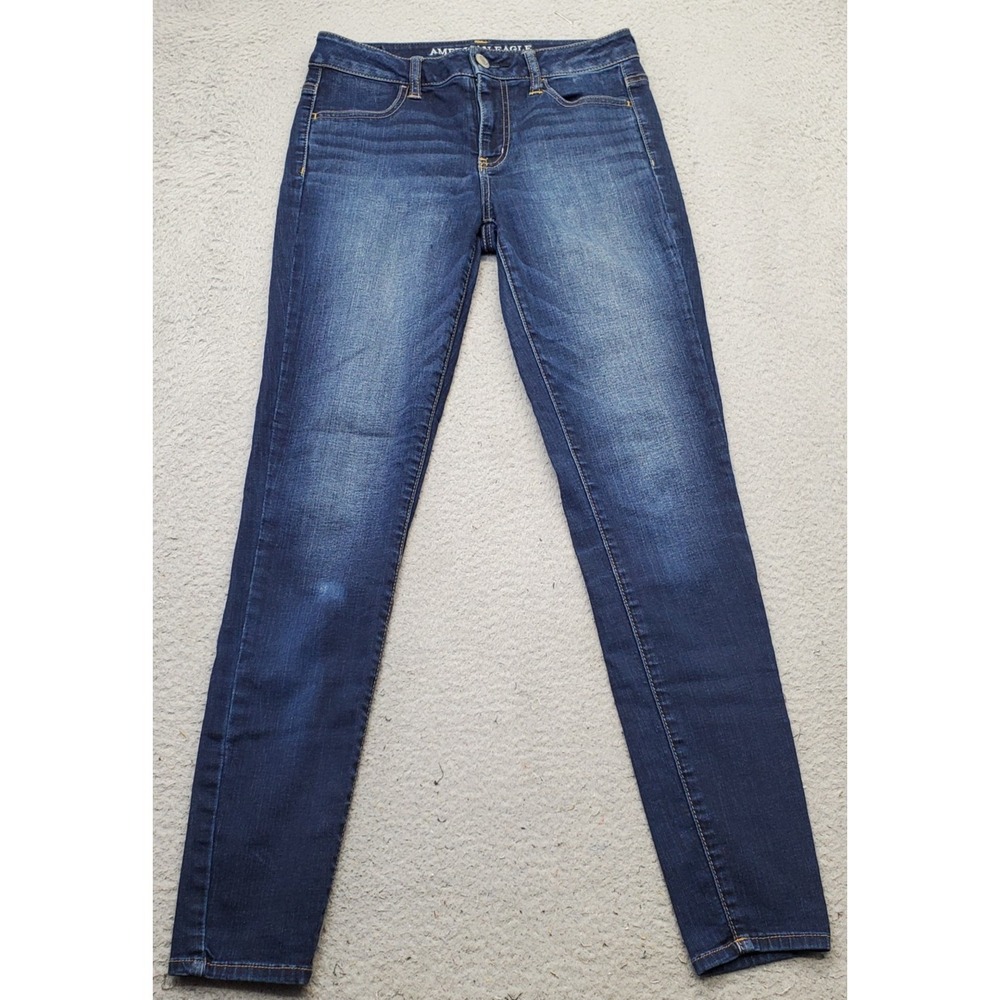 American Eagle Outfitters Jegging Jeans Women 4 Navy Denim Faded Slim Skinny Leg